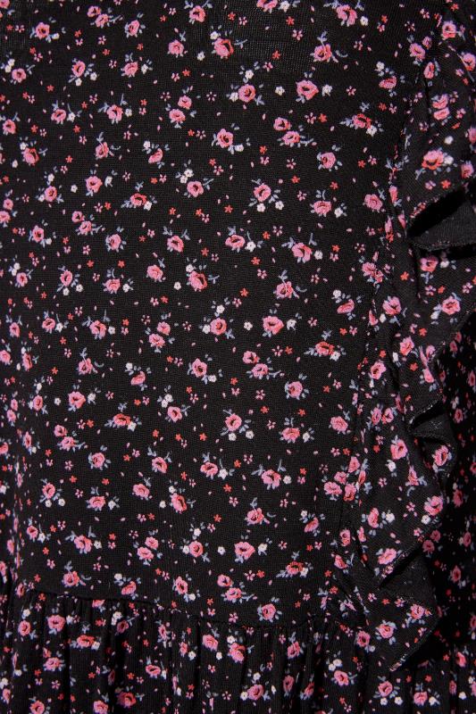 LTS Tall Black Ditsy Floral Ruffle Midi Dress 5