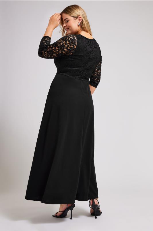 YOURS LONDON Plus Size Black Lace Maxi Dress | Yours Clothing 3