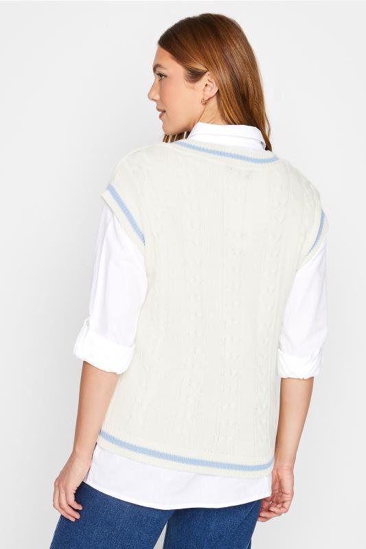 LTS Tall Women's White Contrast Stripe Knitted Vest Top | Long Tall Sally 3