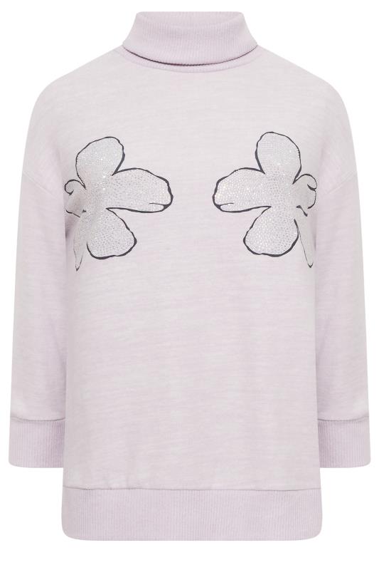 YOURS LUXURY Plus Size Lilac Purple Curve Diamante Embellished Turtle Neck Jumper | Yours Clothing  7