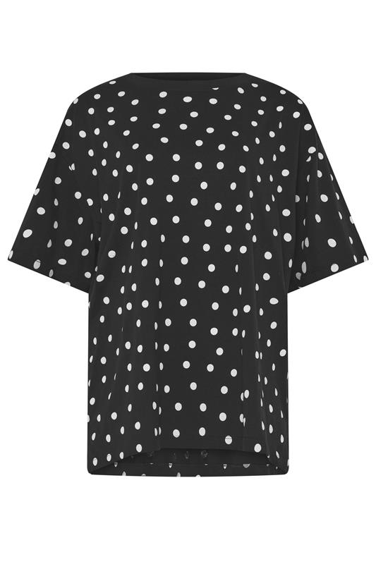 YOURS Plus Size Black Spot Oversized T-Shirt | Yours Clothing 5