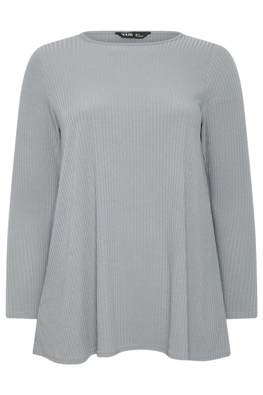 YOURS Plus Size Grey Ribbed Swing T-Shirt | Yours Clothing 5
