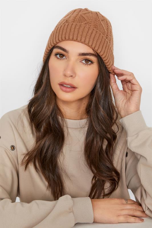 Brown Cable Knitted Beanie Hat 2