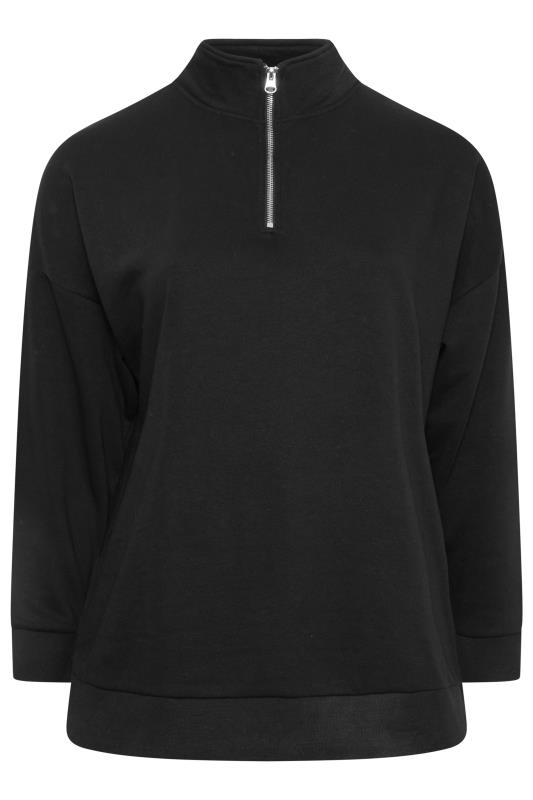 YOURS Plus Size Black Quarter Zip Sweatshirt | Yours Clothing 5