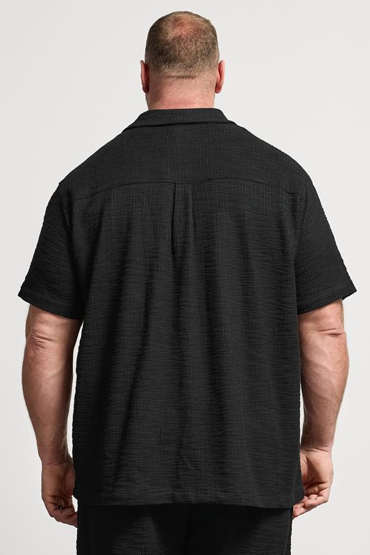 BadRhino Big & Tall Black Textured Revere Shirt | BadRhino 4