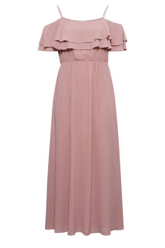 YOURS LONDON Plus Size Pink Bardot Ruffle Maxi Dress | Yours Clothing 7