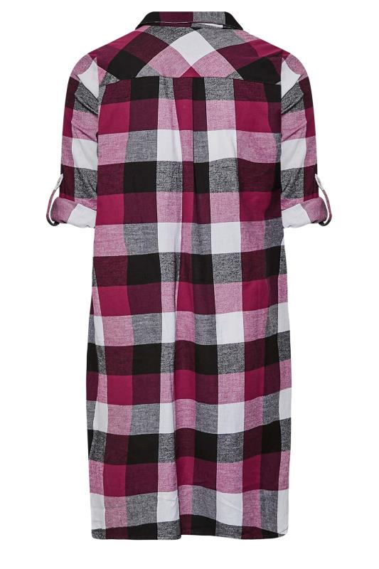 Plus Size Pink Brushed Midi Check Shirt | Yours Clothing 8