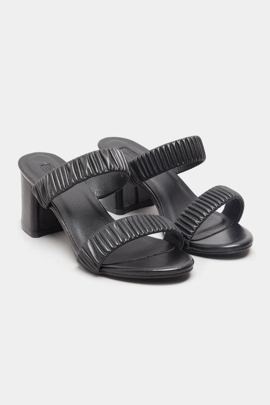 LIMITED COLLECTION Black Ruched Block Heeled Sandal In Extra Wide Fit | Yours Clothing 2