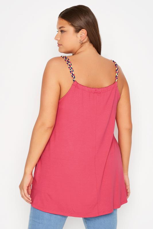 Plus Size Pink Plaited Knot Strap Vest Top | Yours Clothing 3