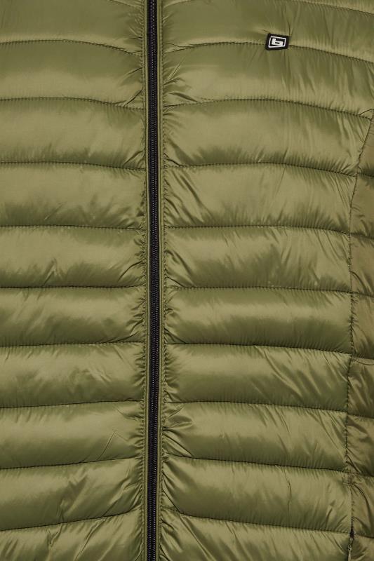 BLEND Big & Tall Khaki Green Hooded Padded Jacket | BadRhino 2