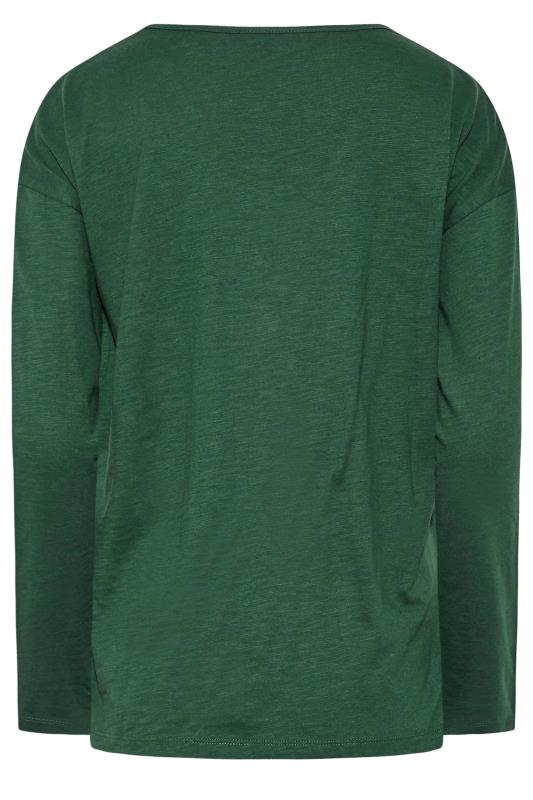 LTS Tall Women's Forest Green V-Neck Long Sleeve Cotton T-Shirt | Long Tall Sally 6
