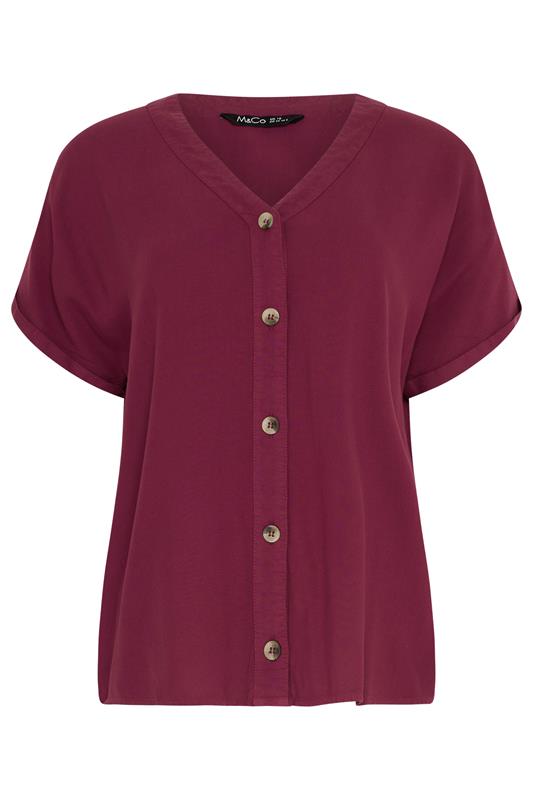 M&Co Dark Red Button Front Blouse | M&Co 5