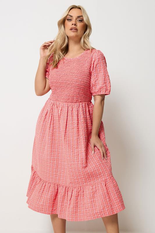 casual midi dresses plus size Yours Women's Orange Check Dress Size 16 flowy plus size summer dresses Trendy Autumn Dresses Women Model Serena fashion button down style Size:UK 16