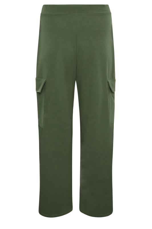 YOURS PETITE Curve Khaki Green Wide Leg Cargo Trousers | Yours Clothing 5