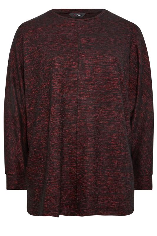 YOURS LUXURY Plus Size Red Marl Front Seam Detail Soft Touch Jumper | Yours Clothing 4
