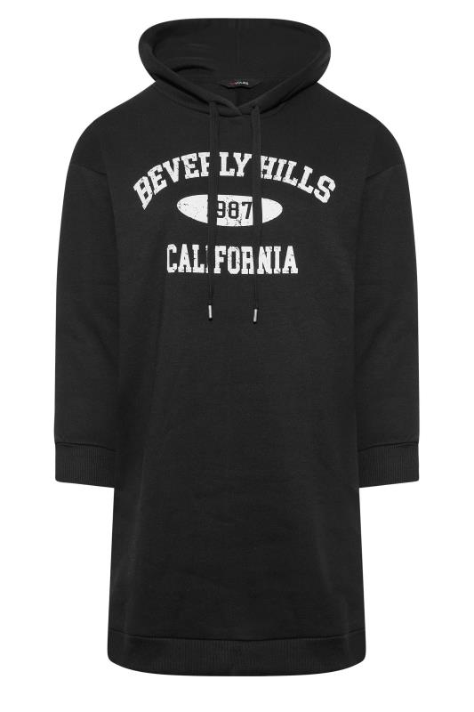 Plus Size Black 'Beverly Hills' Slogan Hoodie Dress | Yours Clothing 6