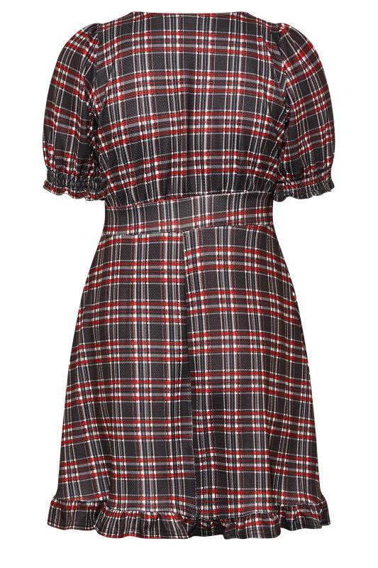 Plus Size Black & Red Check V-Neck Midi Dress | Yours Clothing 7