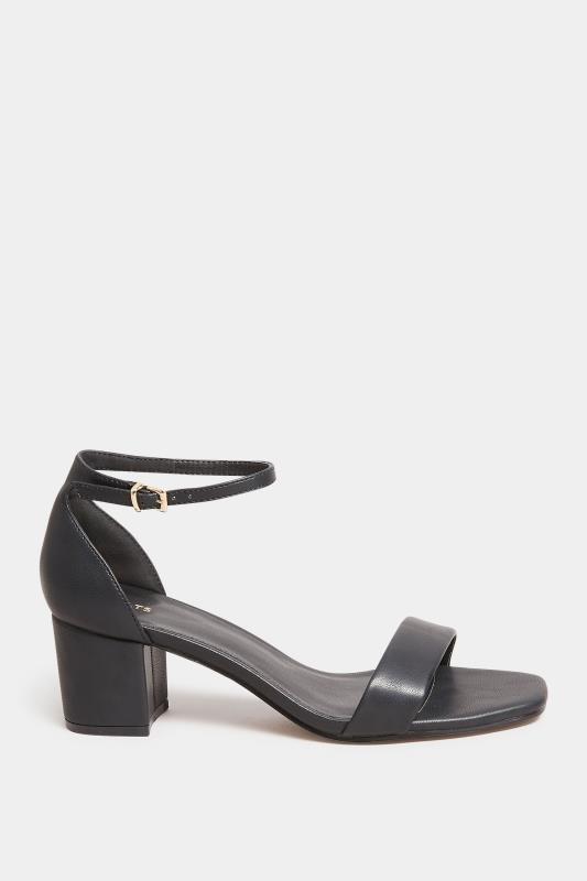 LTS Black Faux Leather Block Heel Sandals In Standard Fit | Long Tall Sally 3