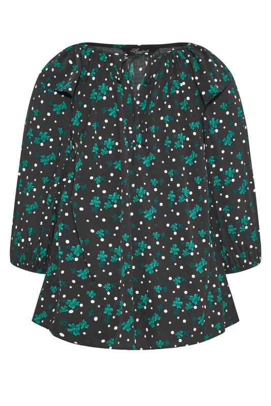 LIMITED COLLECTION Curve Black Floral Spot Puff Sleeve Blouse 7