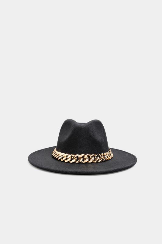 Plus Size  Black Chain Fedora Hat