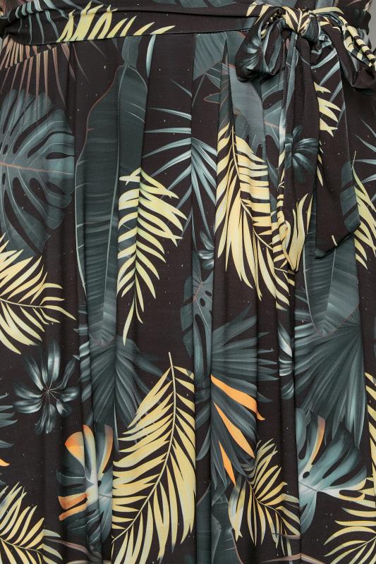 YOURS Curve Plus Size Black Tropical Leaf Print Wrap Dress | Yours Clothing  5