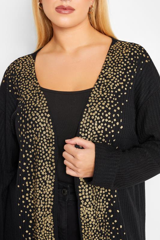 YOURS LUXURY Plus Size Curve Black & Gold Glitter Soft Touch Cardigan | Yours Clothing  5