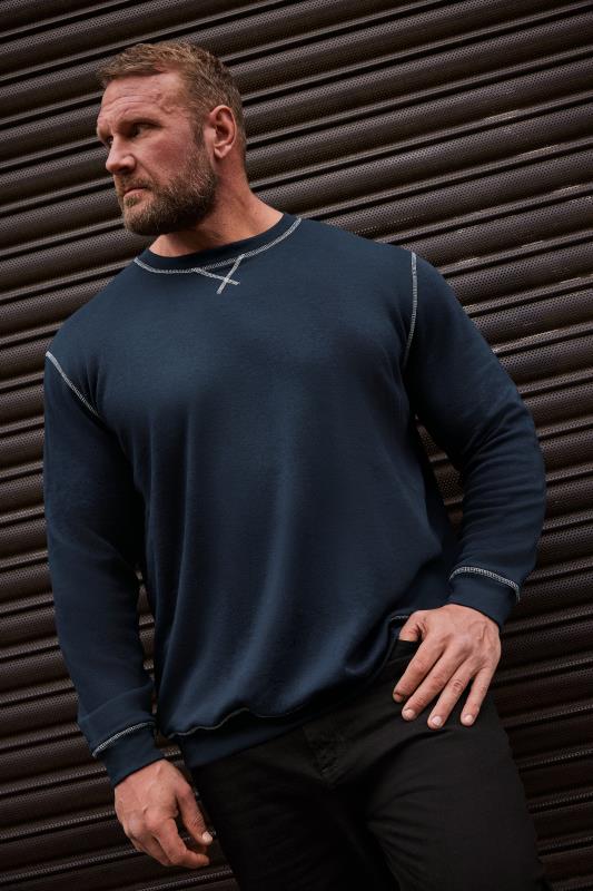 Men's  BadRhino Navy Blue Contrast Stitch Sweatshirt