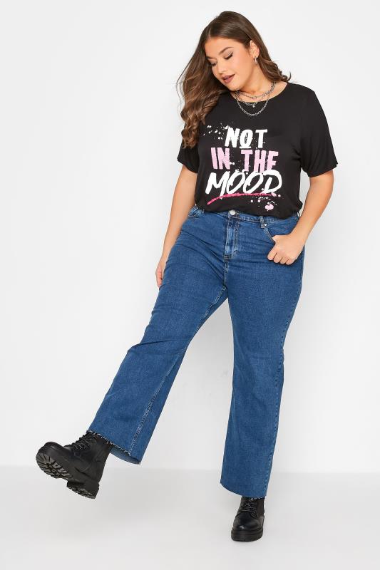 LIMITED COLLECTION Plus Size Black 'Not In The Mood' Slogan T-Shirt | Yours Clothing 2