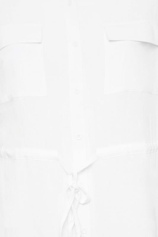 YOURS Curve White Linen Blend Utility Tunic Shirt | Yours Clothing  5