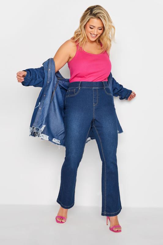Plus Size Blue Pull-On HANNAH Bootcut Jeggings | Yours Clothing 2