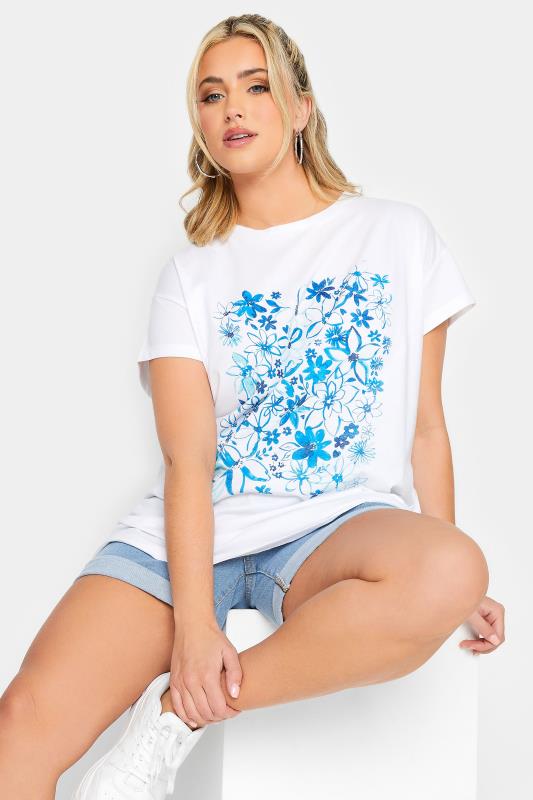 LIMITED COLLECTION White Plus Size Floral Graphic T-Shirt | Yours Clothing  4