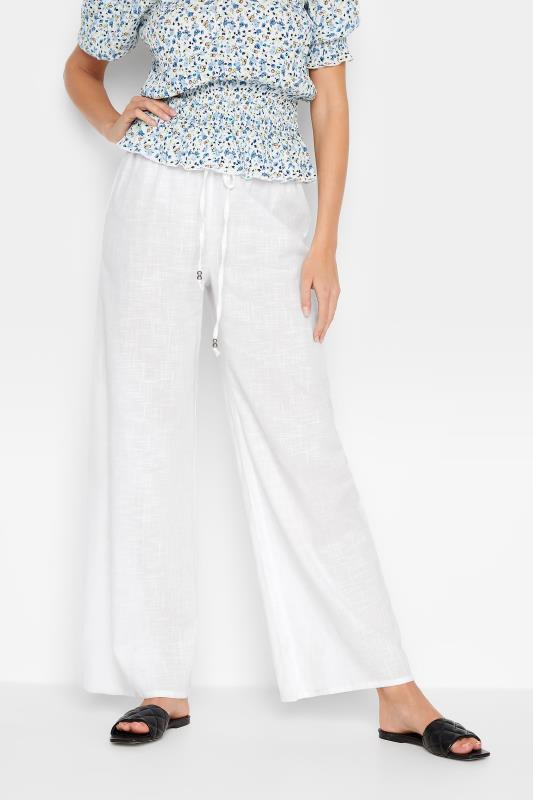 Tall  LTS Tall White Cotton Wide Leg Trousers