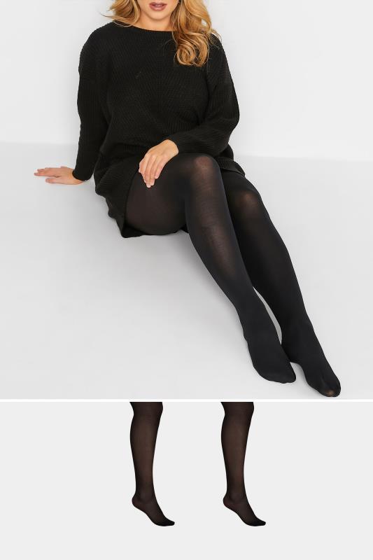 2 PACK Black 100 Denier Tights | Yours Clothing 1
