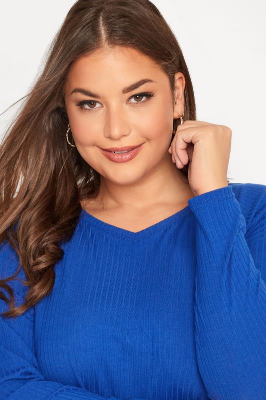 YOURS Plus Size Curve Blue Long Sleeve Stretch Top | Yours Clothing  4