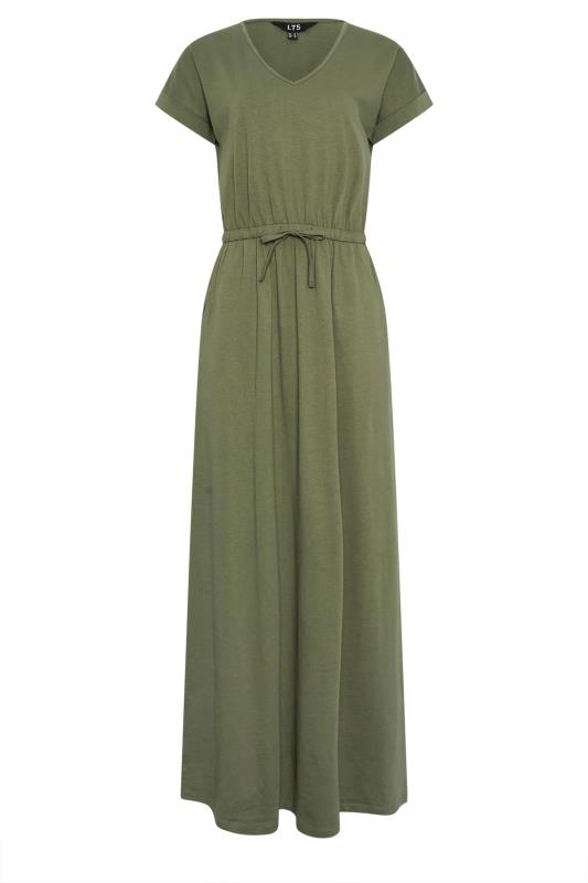 LTS Tall Women's Khaki Green Tie Waist Maxi T-Shirt Dress | Long Tall Sally 7