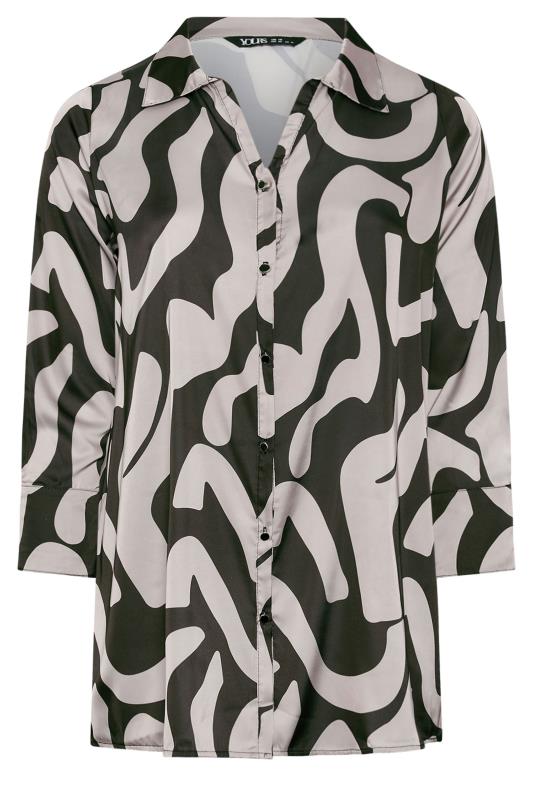 YOURS Plus Size Black Abstract Print Oversized Shirt | Yours Clothing 5
