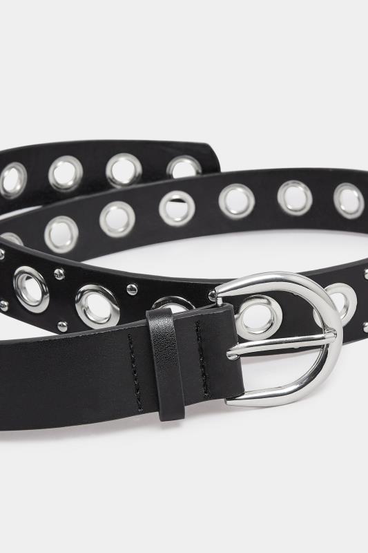 Black Eyelet Studded Belt | Yours Clothing