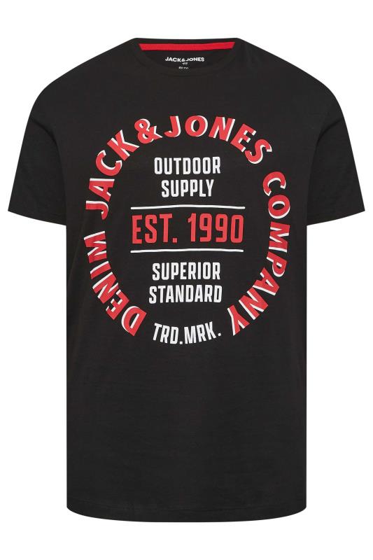 JACK & JONES Big & Tall 5 PACK Black & Blue Logo Printed T-Shirts | BadRhino 10