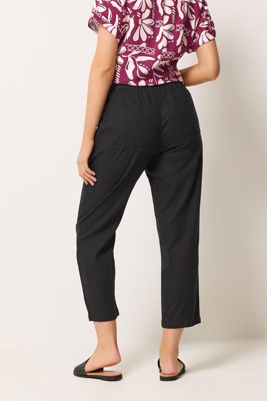 M&Co Black Linen Cropped Trousers | M&Co 2
