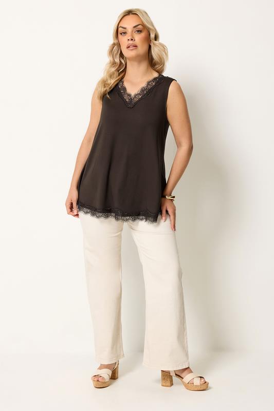 YOURS Plus Size Black Lace Satin Scarf | Yours Clothing 1
