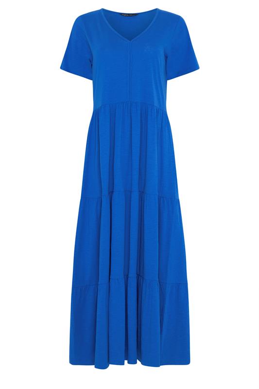 M&Co Blue Notch Neck Tiered Cotton Maxi Dress | M&Co 5