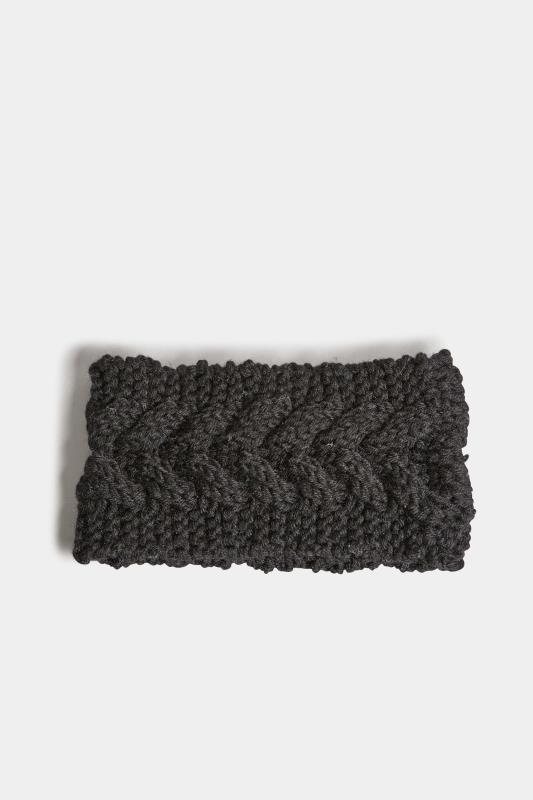 Black Cable Knitted Headband | Yours Clothing 2