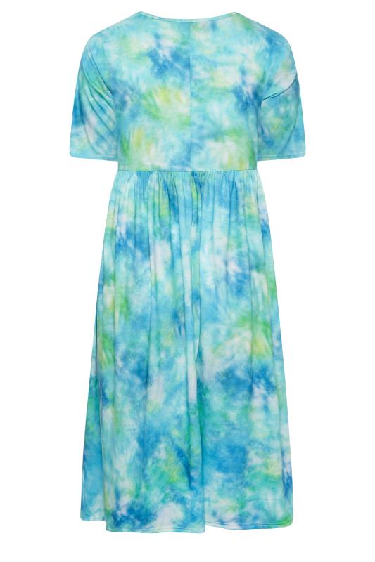 LIMITED COLLECTION Plus Size Blue Tie Dye Midaxi Smock Dress | Yours Clothing 7