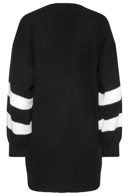 LTS Tall Black Varsity Stripes Knitted Cardigan 7