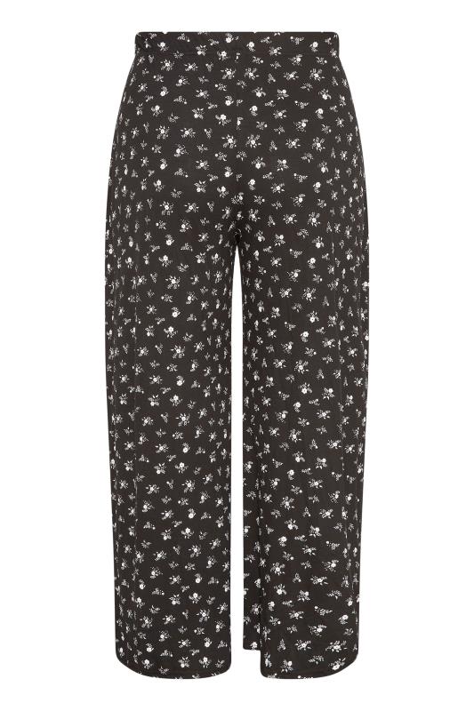 Plus Size Black Ditsy Floral Wide Leg Trousers | Yours Clothing 5