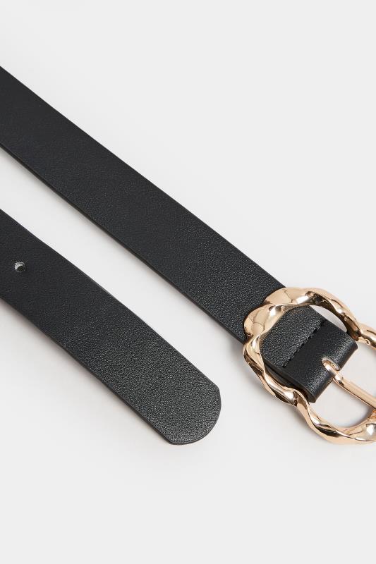 Black & Gold Twisted Buckle Belt | Yours Clothing 4