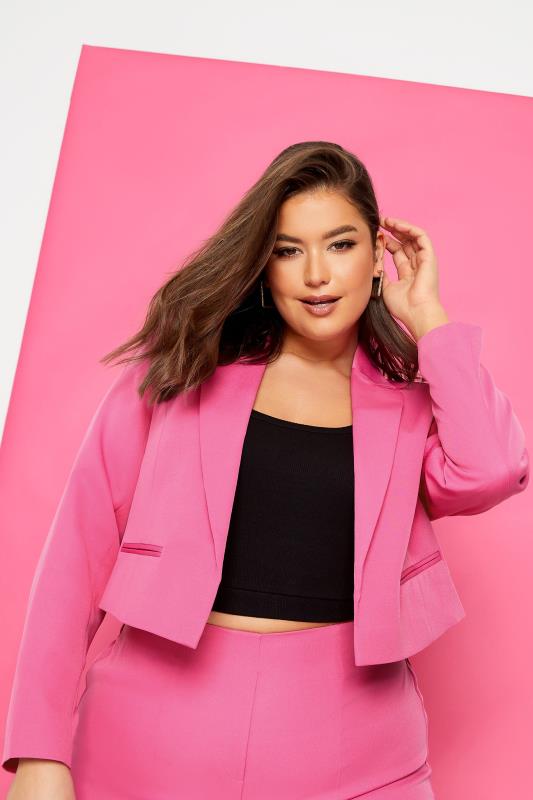 Plus Size  YOURS Curve Pink Cropped Blazer