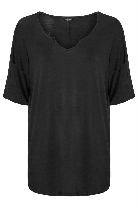 LIMITED COLLECTION Curve Black Notch Neck Oversized T-Shirt 5