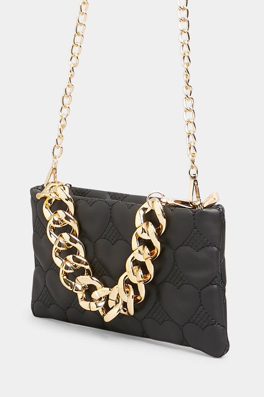 Black Heart Chain Clutch Bag | Yours Clothing 2