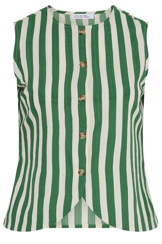 LIMITED COLLECTION Plus Size Green & White Stripe Waistcoat | Yours Clothing 5